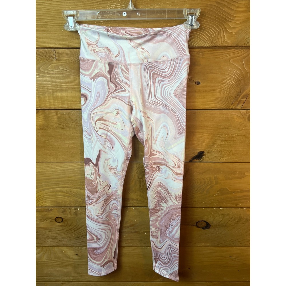 Old Navy Active Leggings Girls Large (10-12) Pink Swirl PowerSoft High Rise Gym
